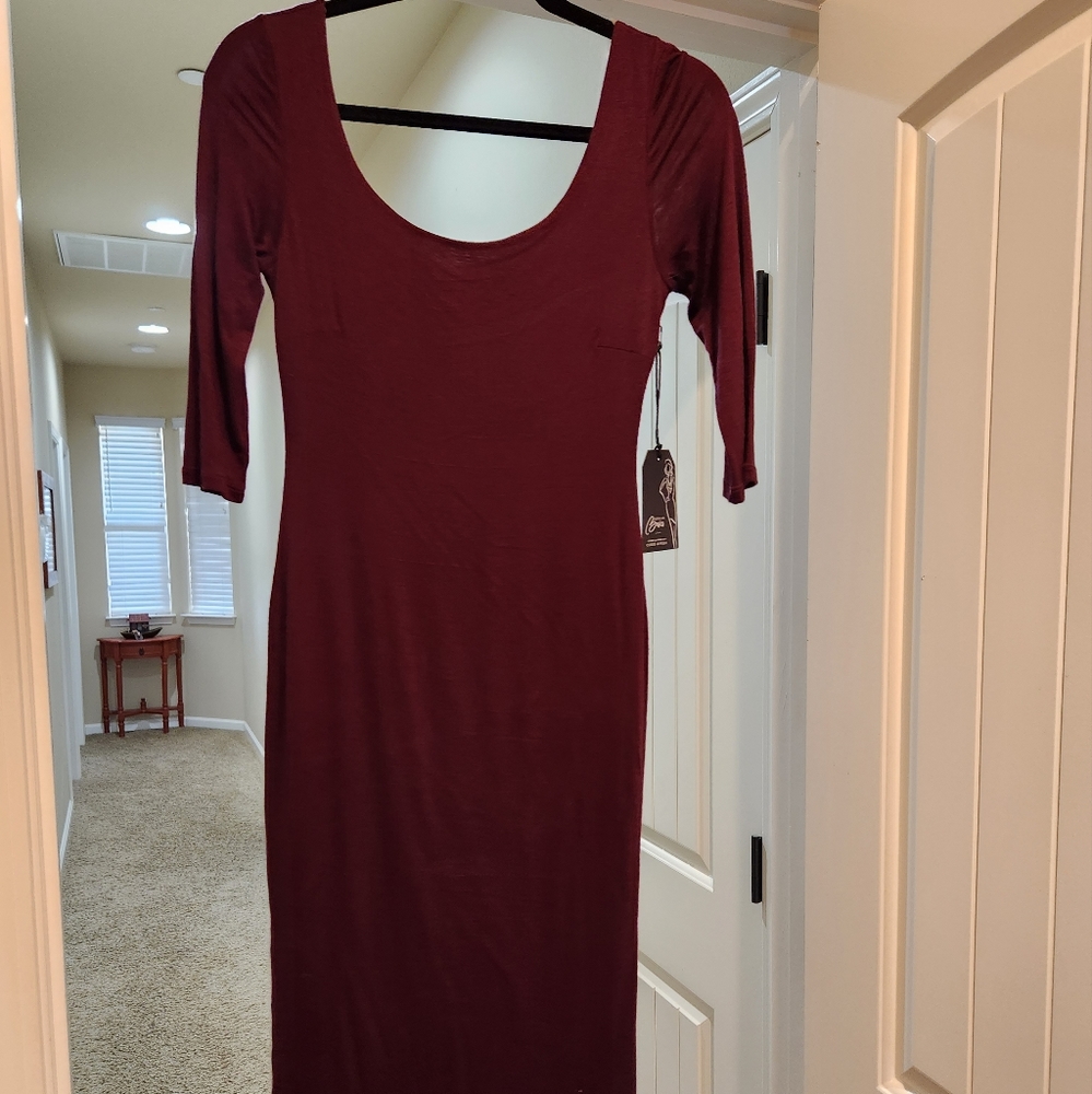 Womens Burgundy Bodycon Dress